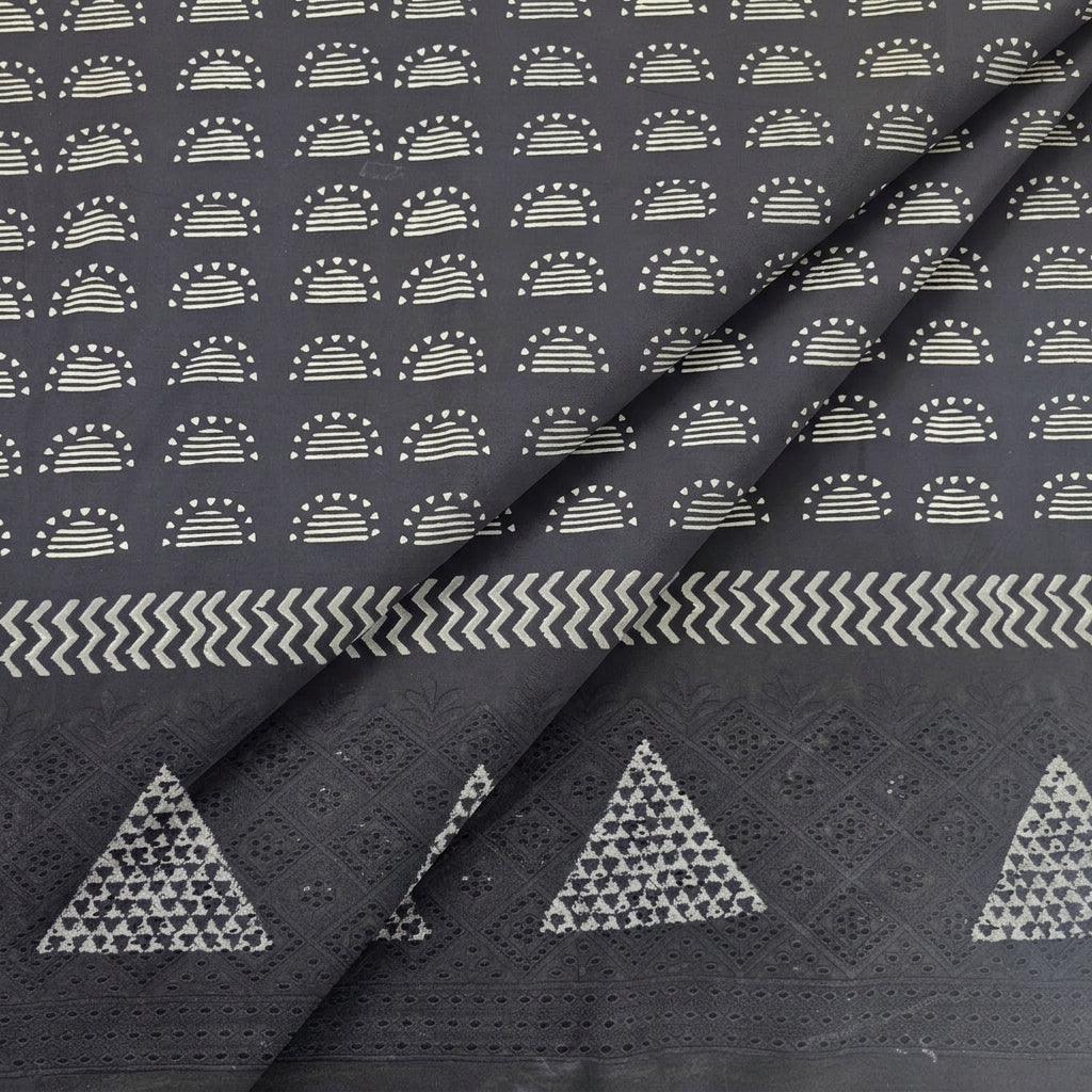 Folded Cutwork Black Cutwork Cotton Fabric