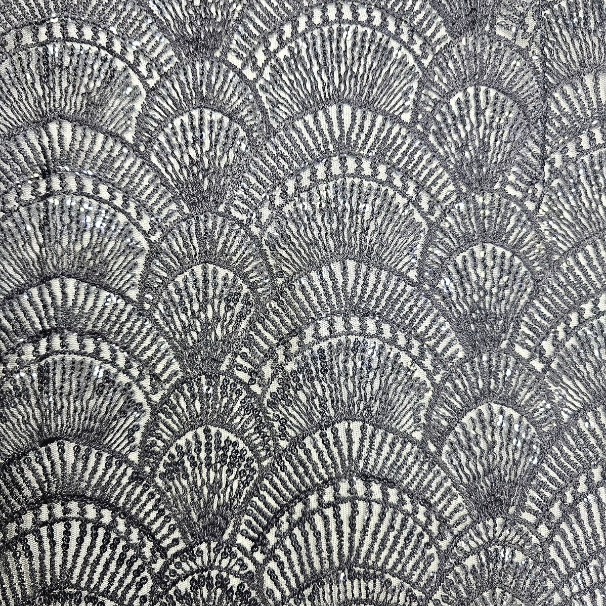 Black Abstract Net Fabric - EC16757