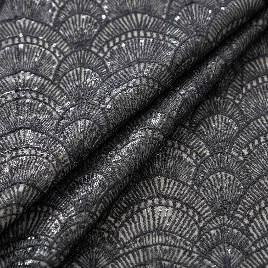 Folded Abstract Black Abstract Net Fabric