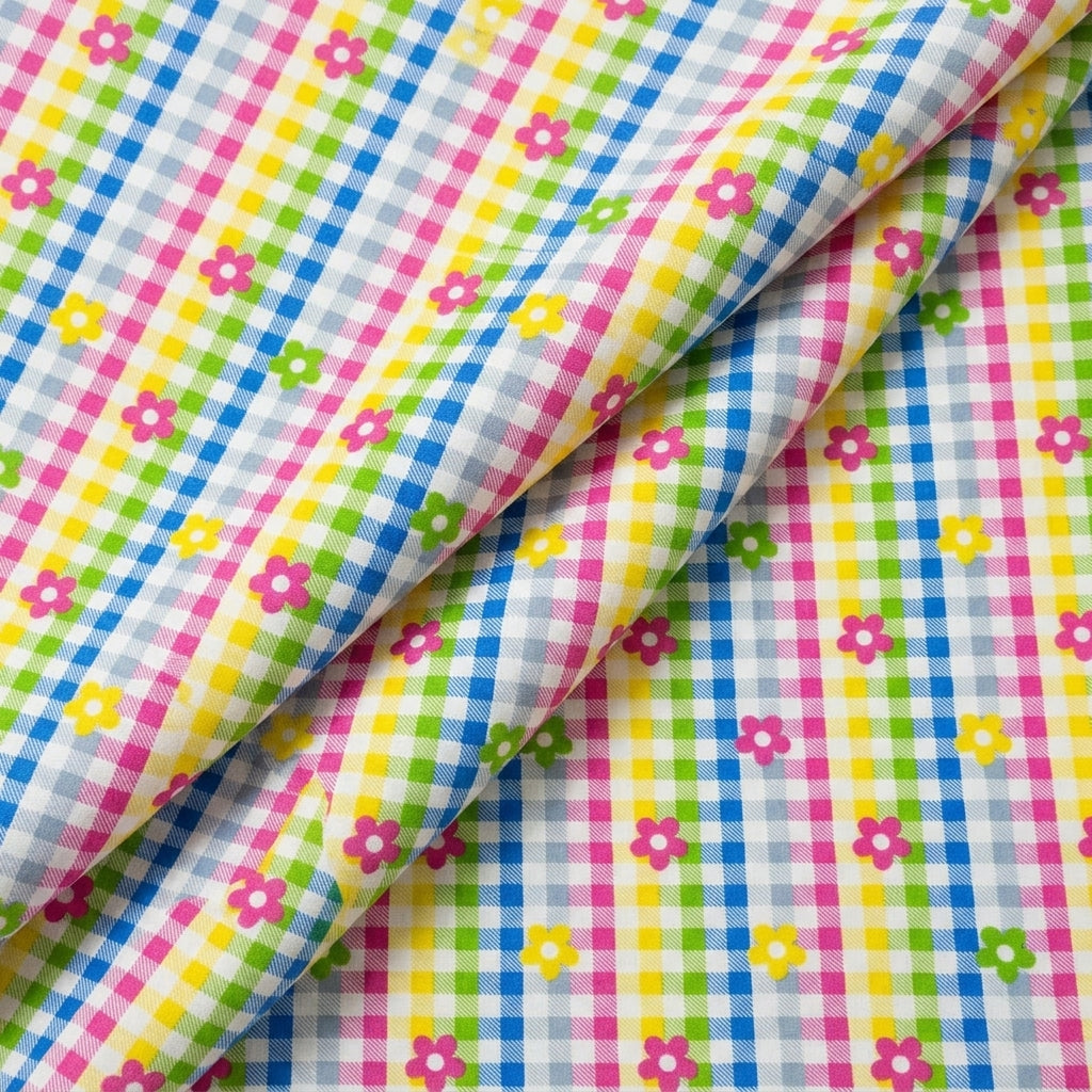 Folded Checked Yellow Checked Cotton Fabric