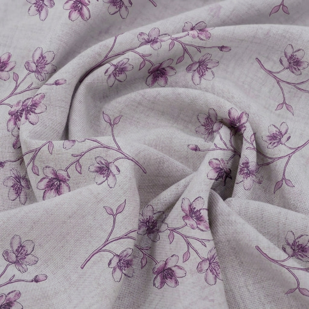Swirled Floral Cream Floral Rayon Fabric