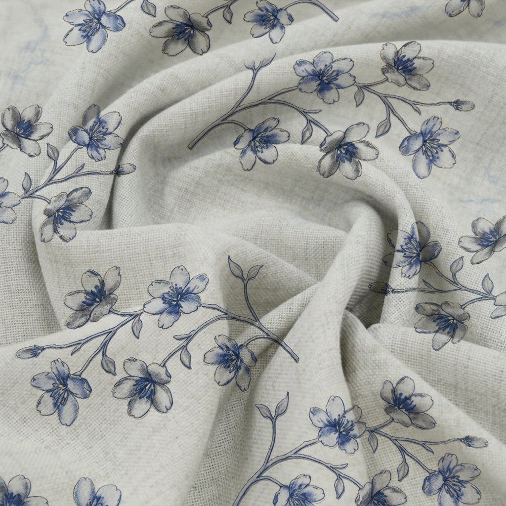 Swirled Floral Cream Floral Rayon Fabric