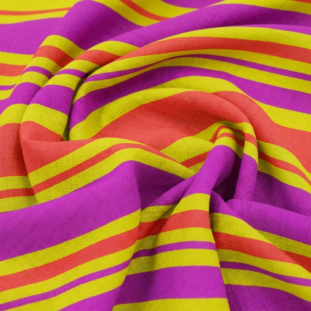 Swirled Stripes Purple Stripes Crepe Fabric