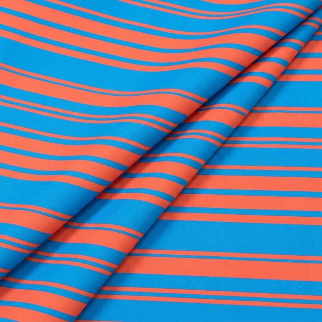 Folded Stripes Blue Stripes Crepe Fabric