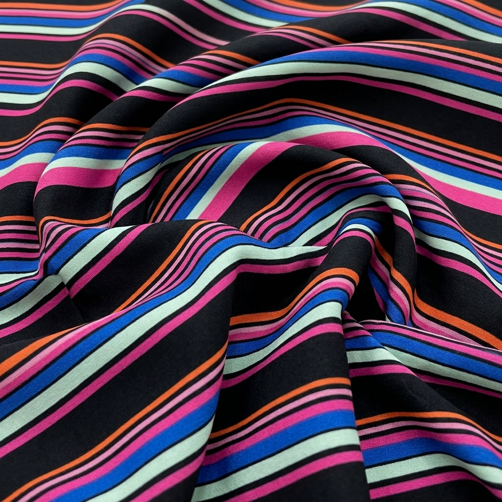 Black Stripes Crepe Fabric - EC16814 - EC16814 - Swirl
