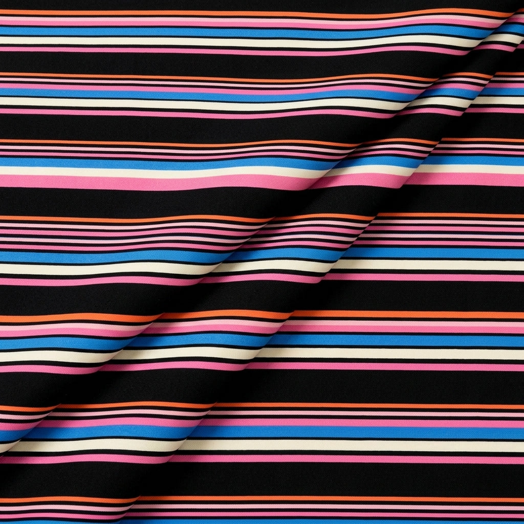 Black Stripes Crepe Fabric - EC16814 - EC16814 - folds