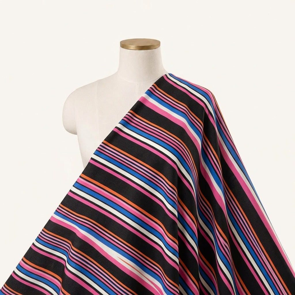 Black Stripes Crepe Fabric - EC16814 - EC16814 - saree_drape