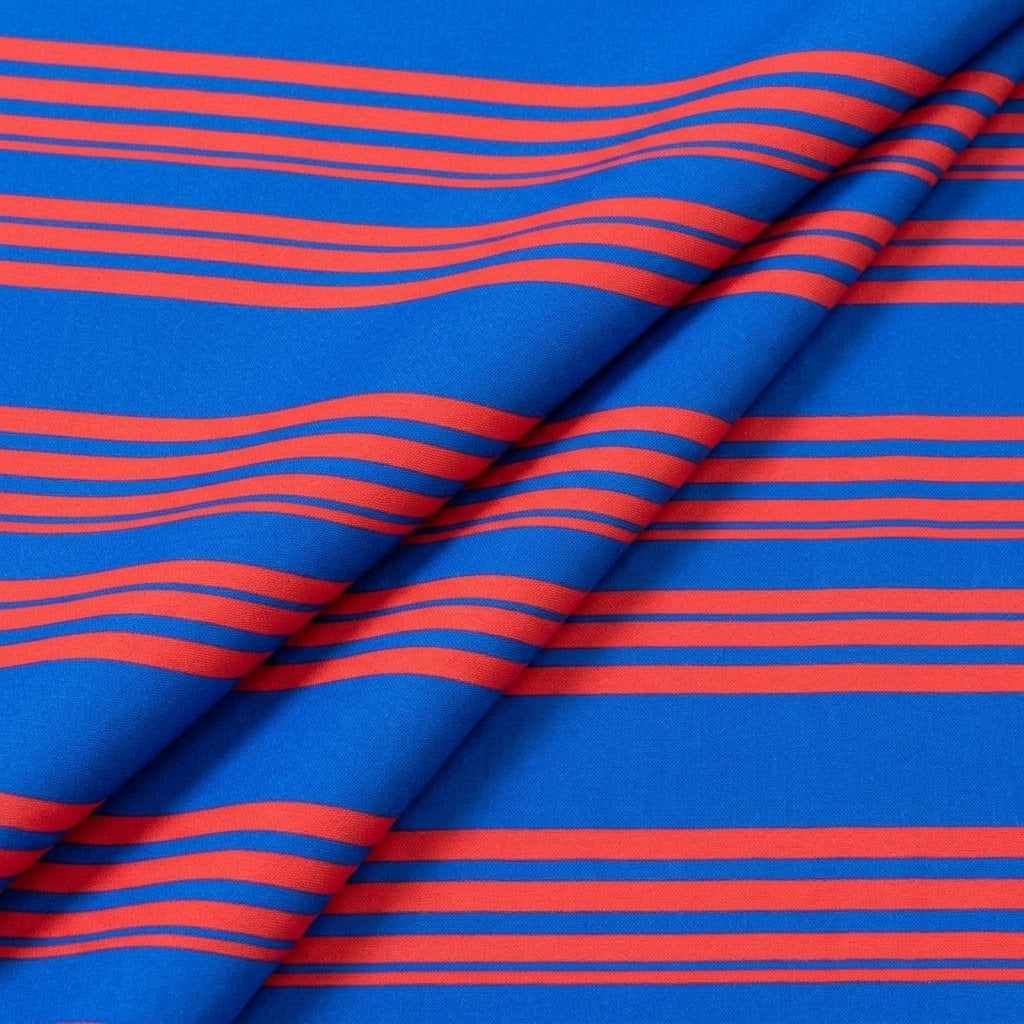 Folded Stripes Blue Stripes Crepe Fabric