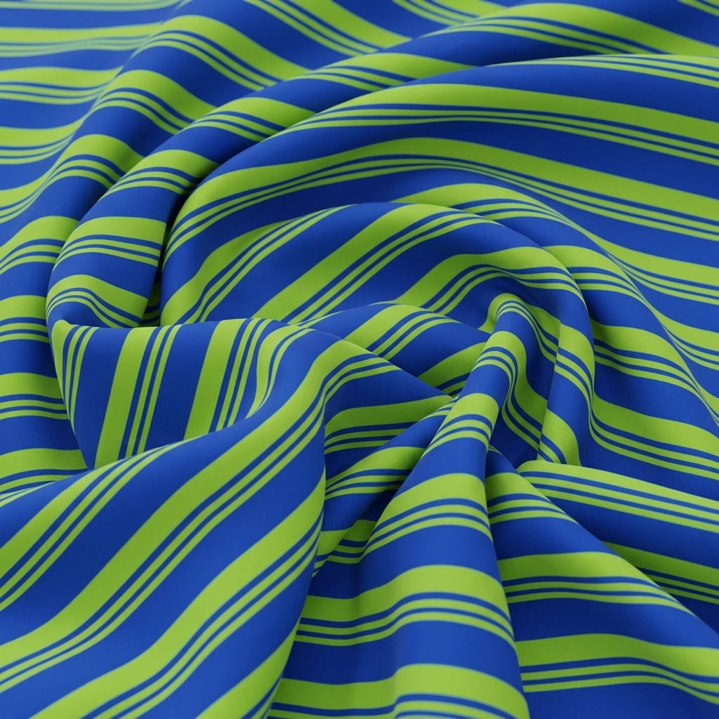 Swirled Stripes Green Stripes Crepe Fabric