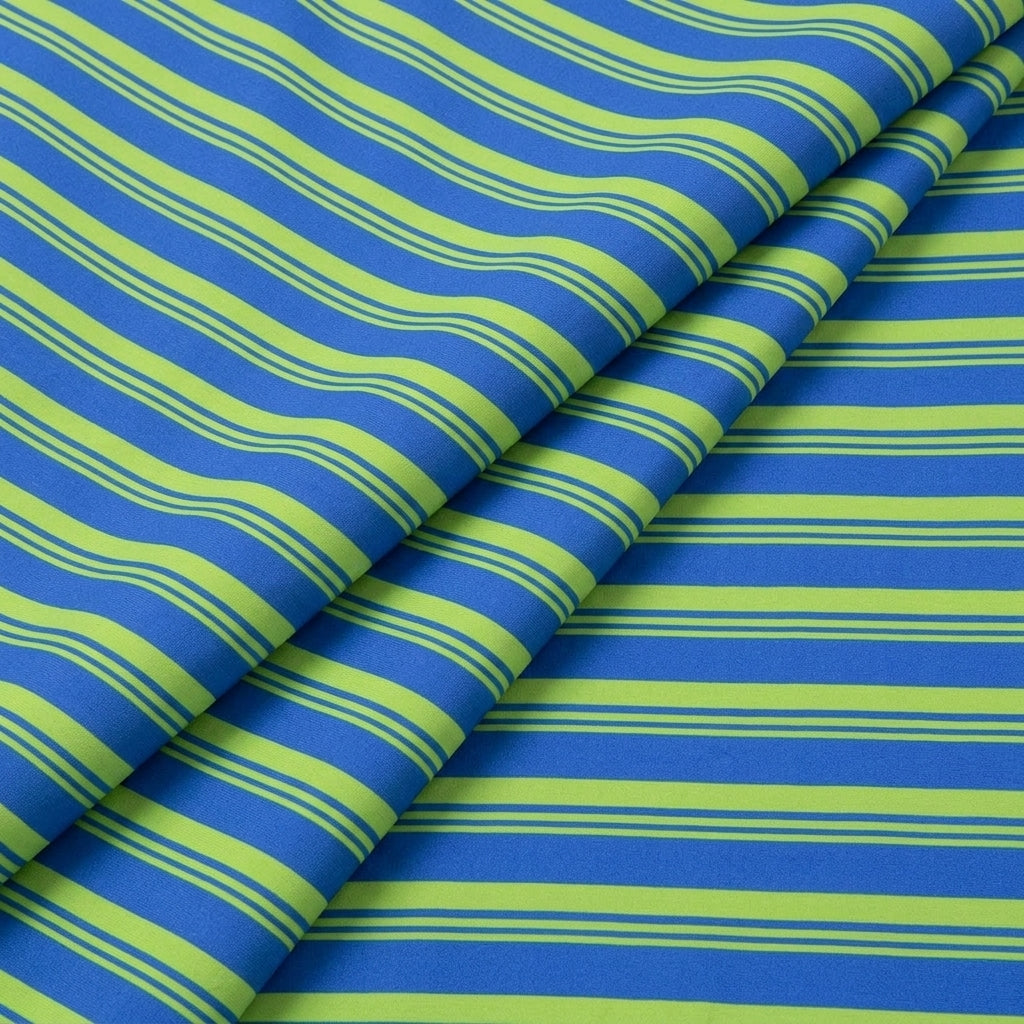 Folded Stripes Green Stripes Crepe Fabric