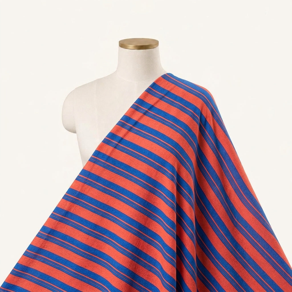 Stripes Blue Stripes Crepe Fabric Draped as a saree