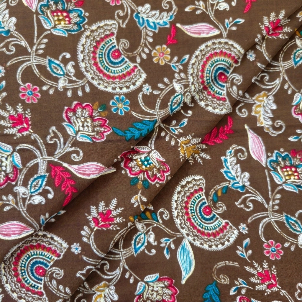 Folded Foil Brown Foil Rayon Fabric