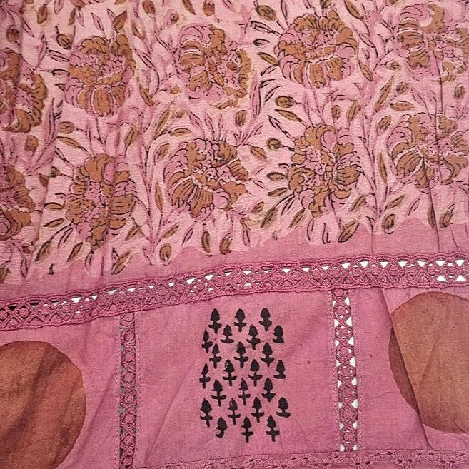 Pink Cutwork Cotton Fabric - EC16853