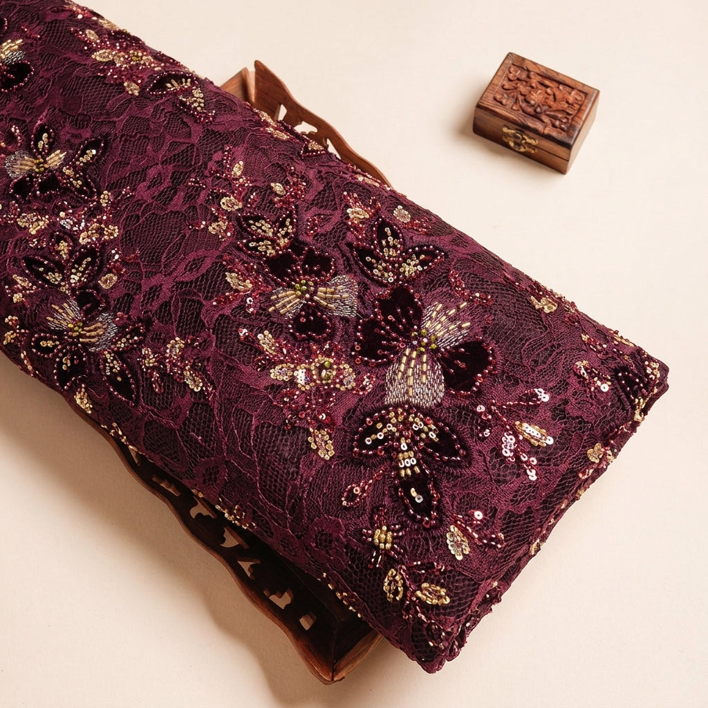 Floral Embroidery Net Fabric