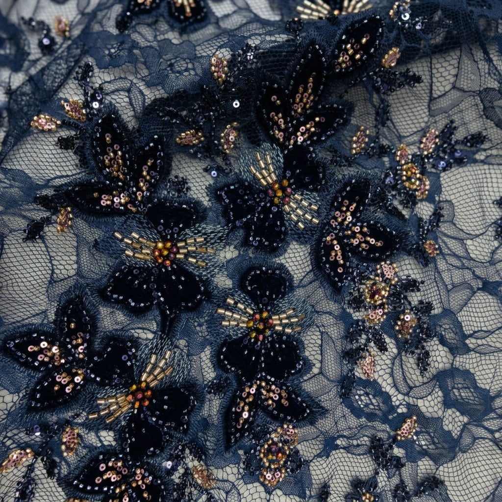 Floral Embroidery Net Fabric