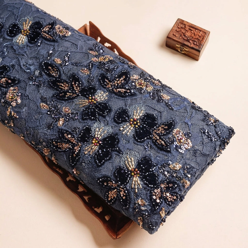 Floral Embroidery Net Fabric