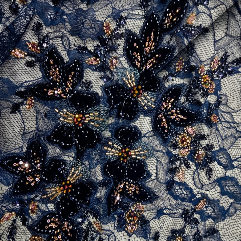 Floral Embroidery Net Fabric
