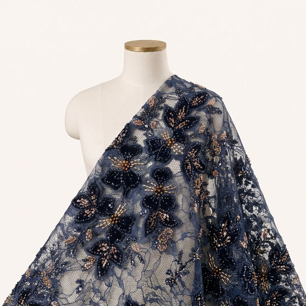 Floral Embroidery Net Fabric