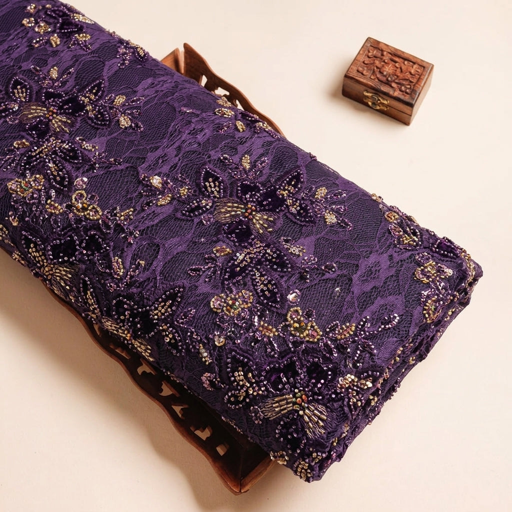 Floral Embroidery Net Fabric