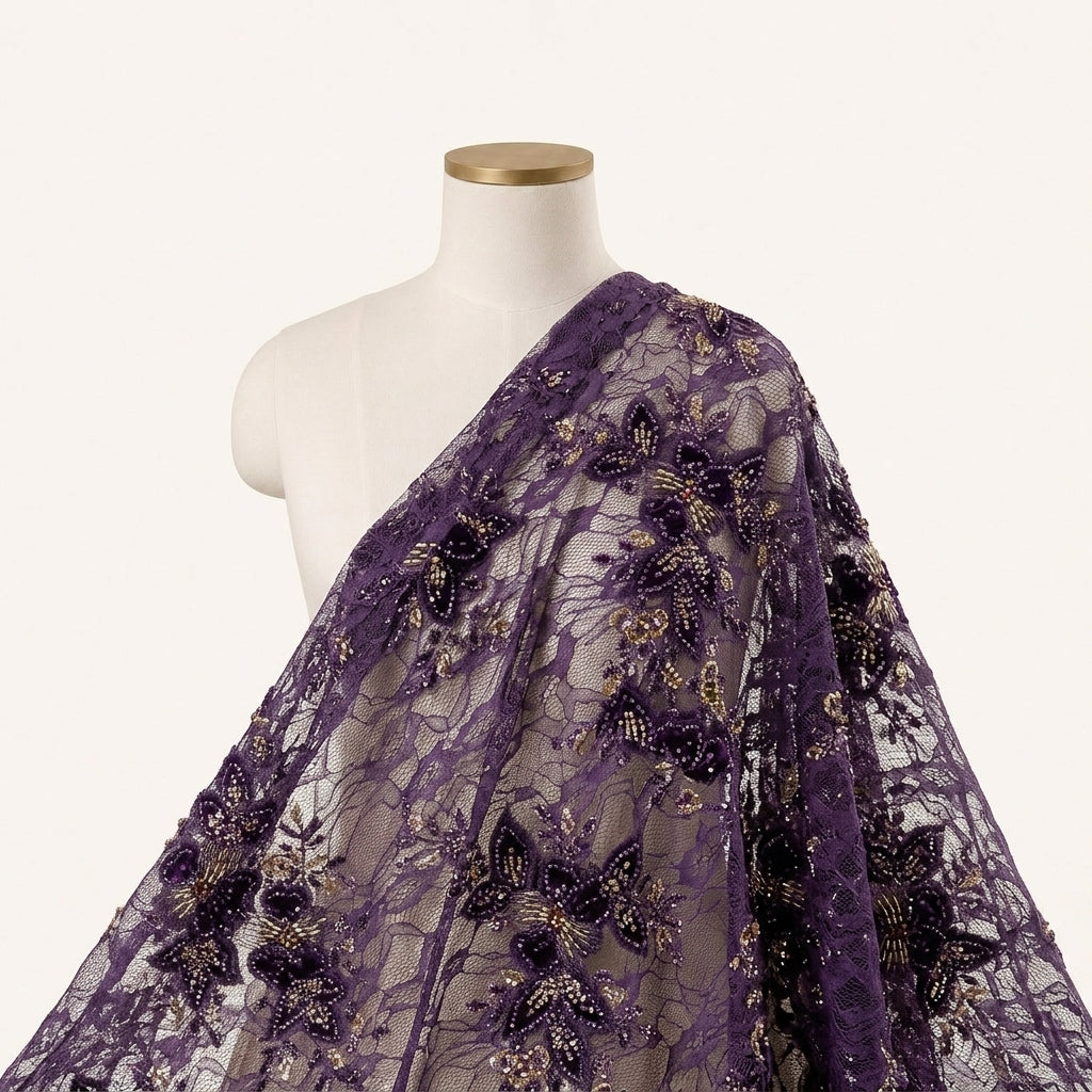 Floral Embroidery Net Fabric