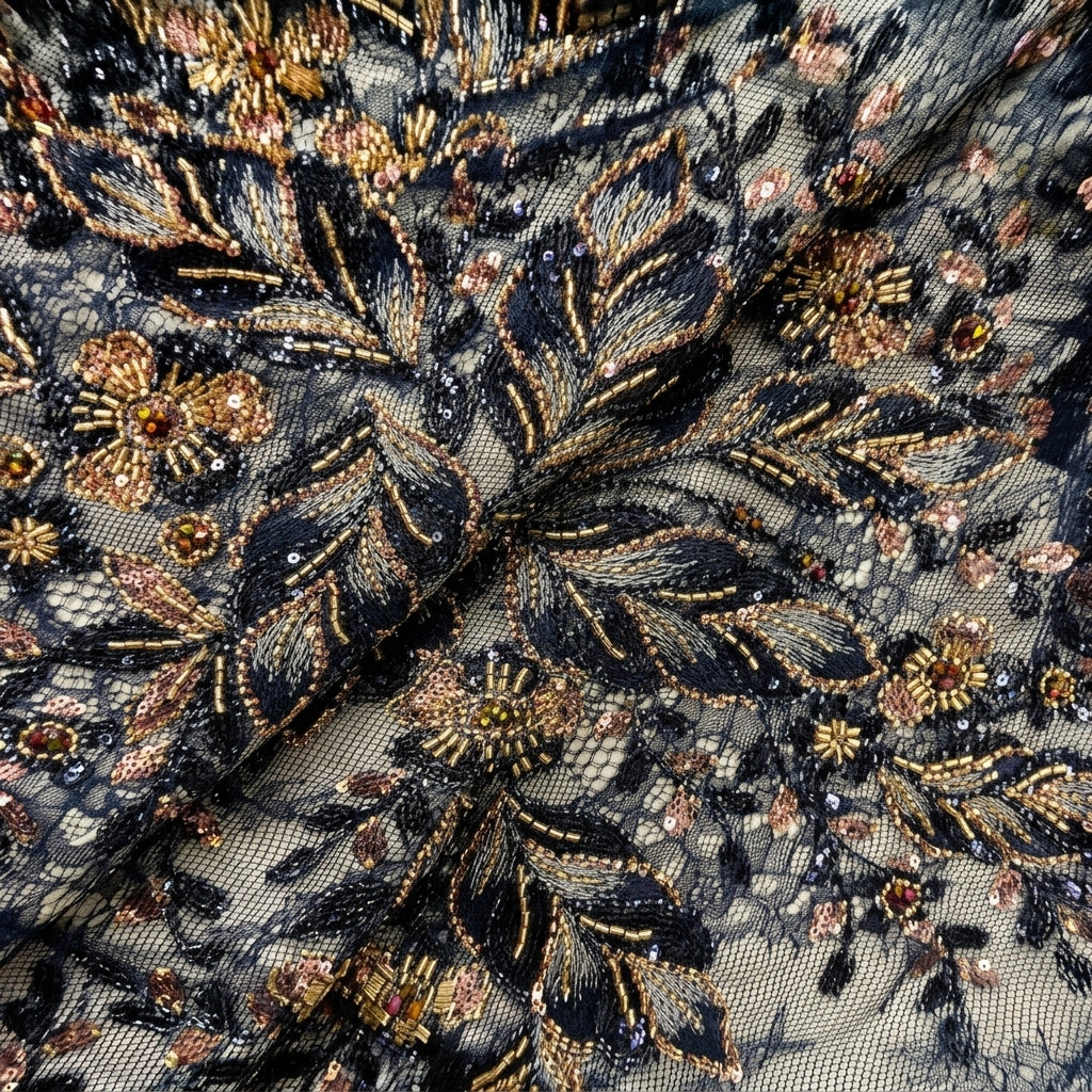 Floral Embroidery Net Fabric