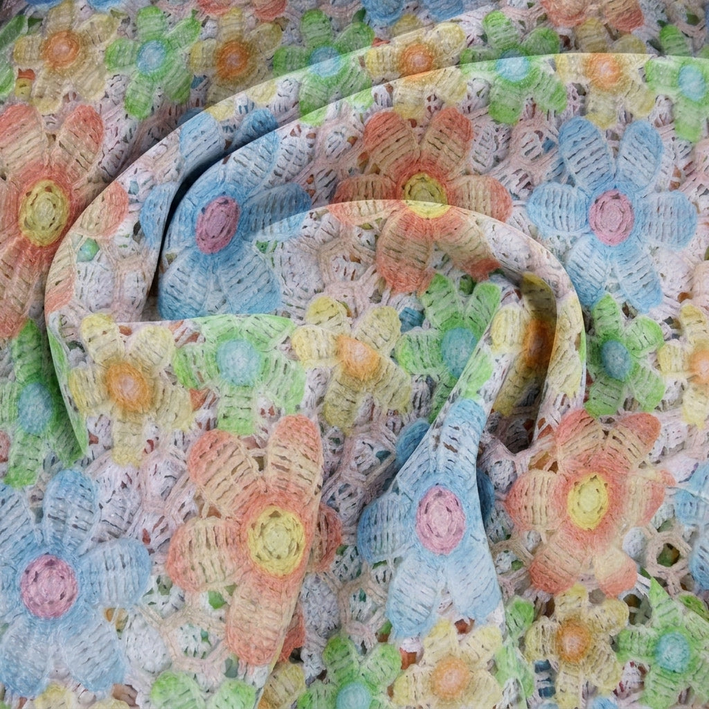 Multicolor Floral Lace Fabric - EC16936