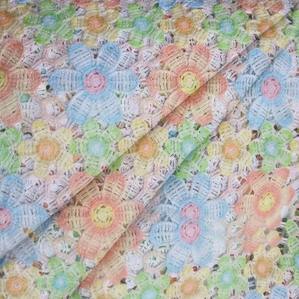 Multicolor Floral Lace Fabric - EC16936