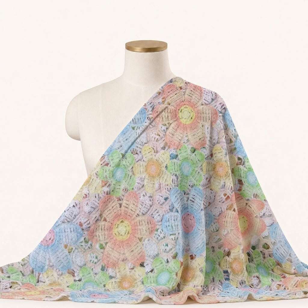 Multicolor Floral Lace Fabric - EC16936