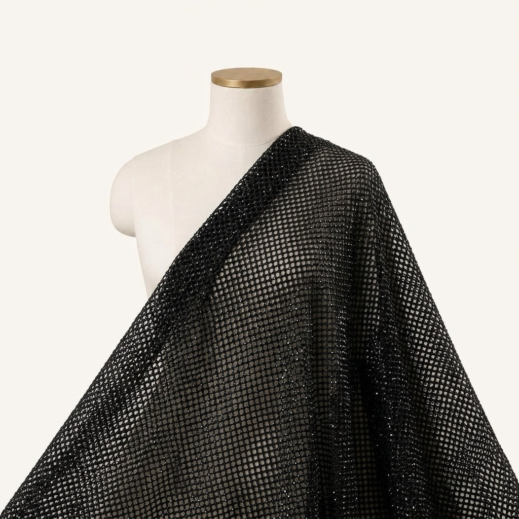 Embroidery Black Embroidery Net Fabric Draped as a saree