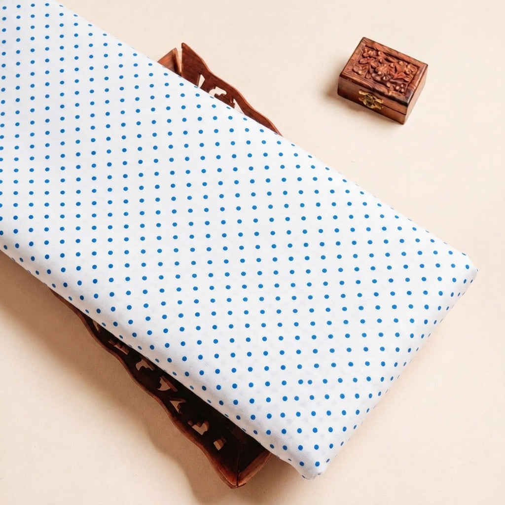 Folded White Polka Dot Cotton Fabric Highlighting and Texture