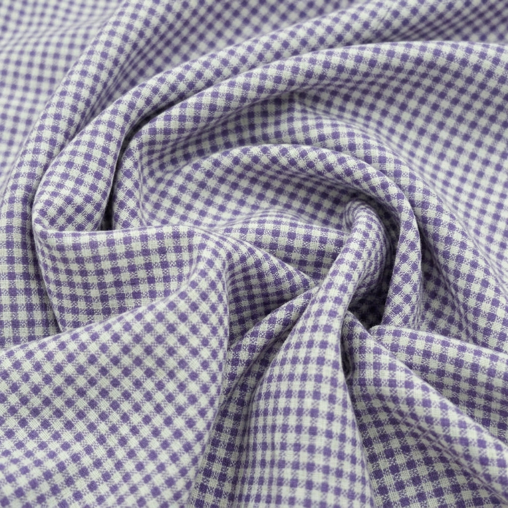 Swirled Terry Cotton Checked Violet Terry Cotton Checked Cotton Fabric