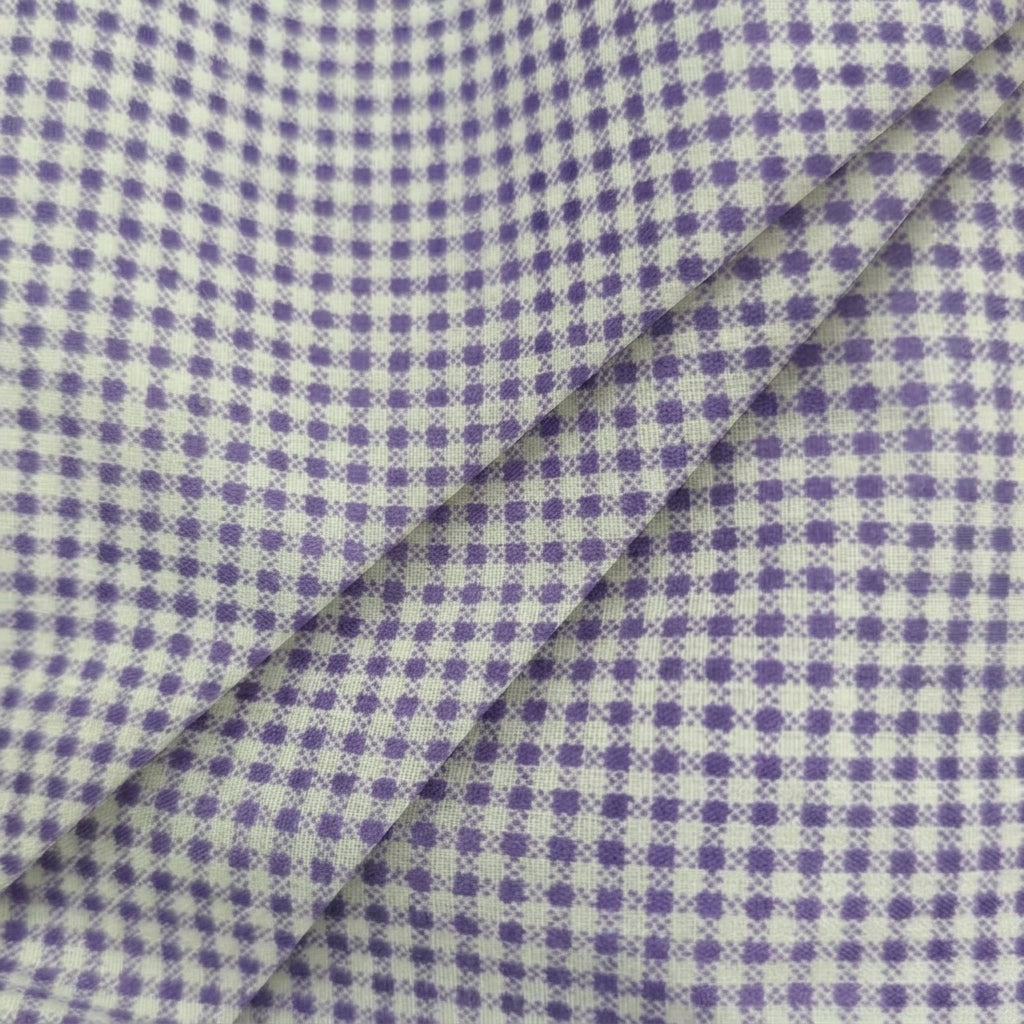 Folded Terry Cotton Checked Violet Terry Cotton Checked Cotton Fabric