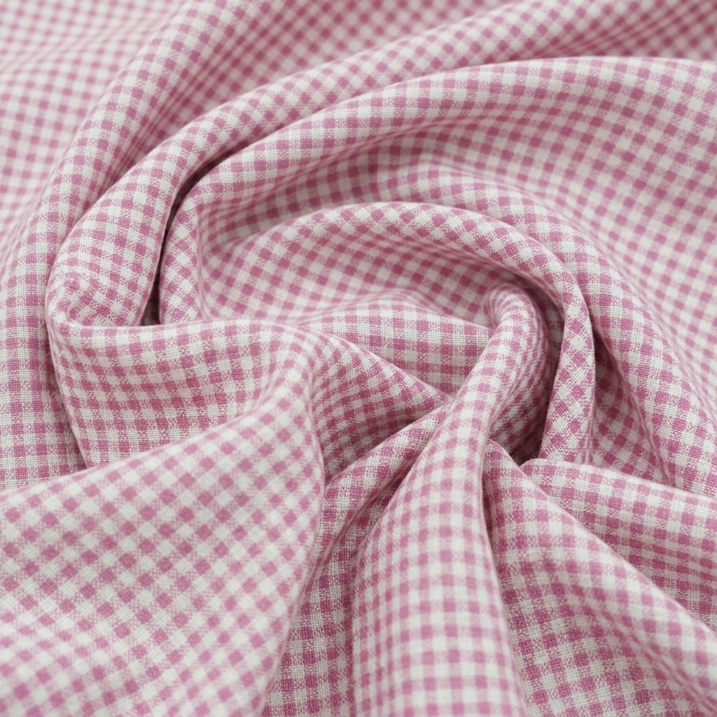 Swirled Terry Cotton Checked Pink Terry Cotton Checked Cotton Fabric