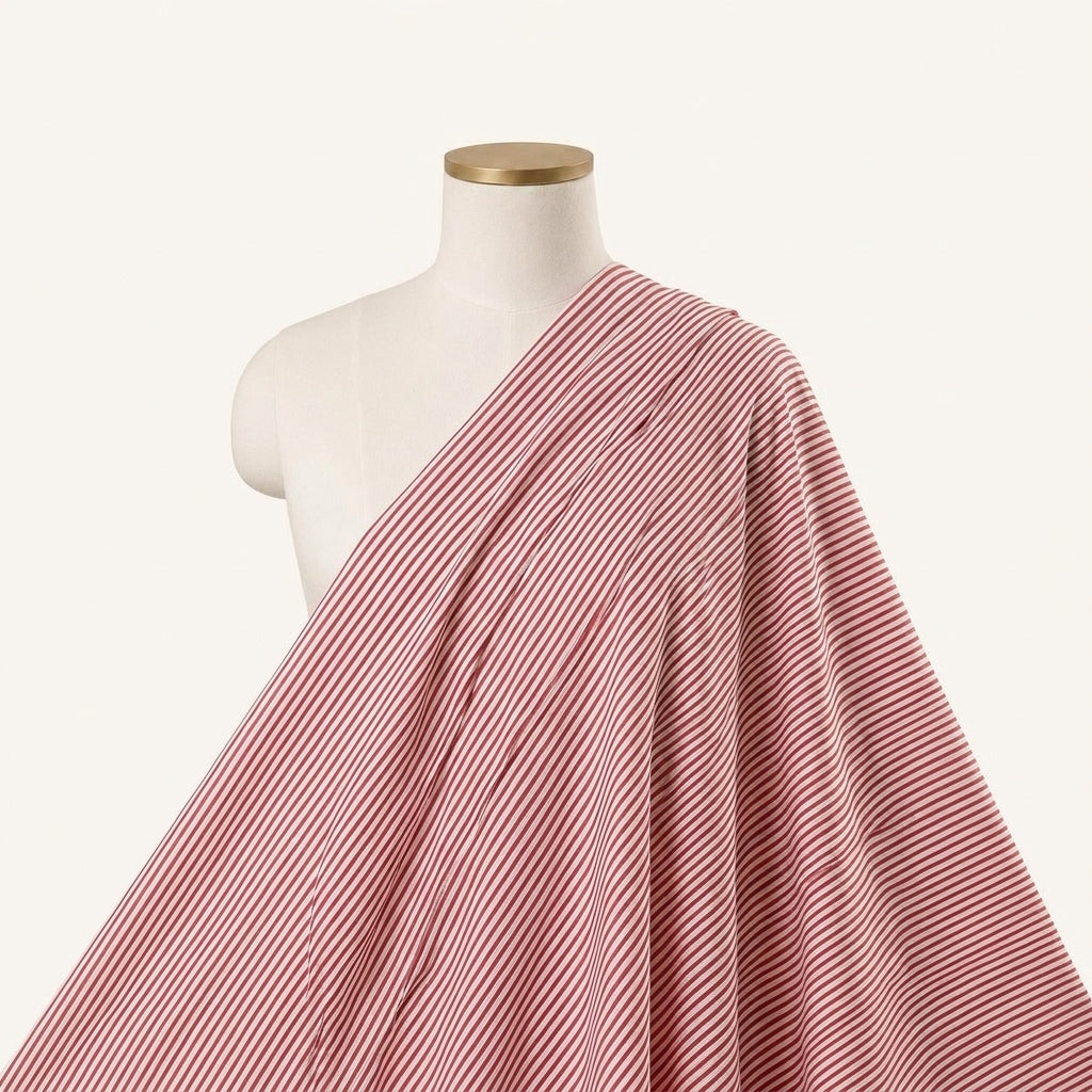 Stripes Pink Stripes Cotton Fabric Draped as a saree