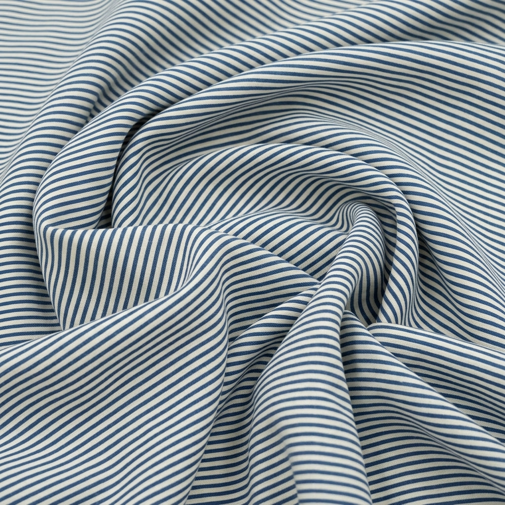 Swirled Stripes Blue Stripes Cotton Fabric