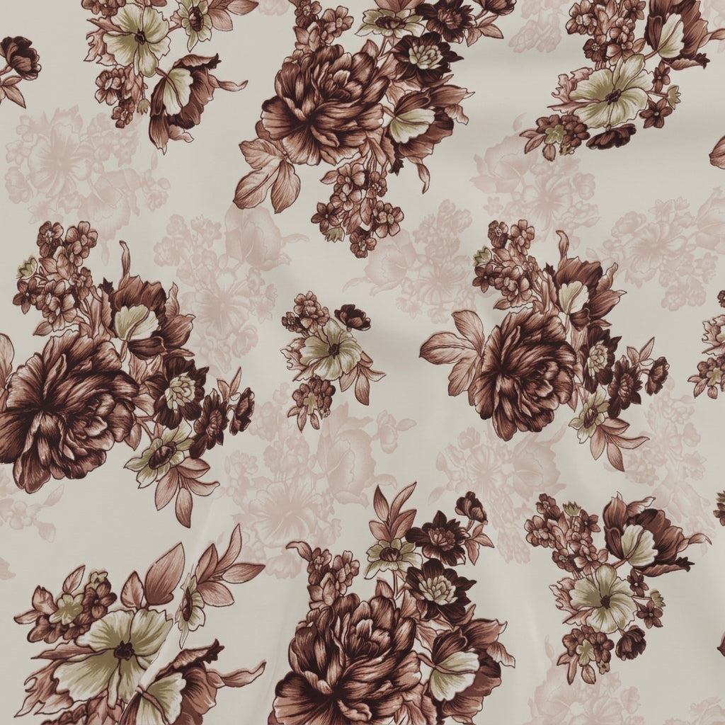 White Floral Crepe Fabric - EC16994 - EC16994 - Swirl