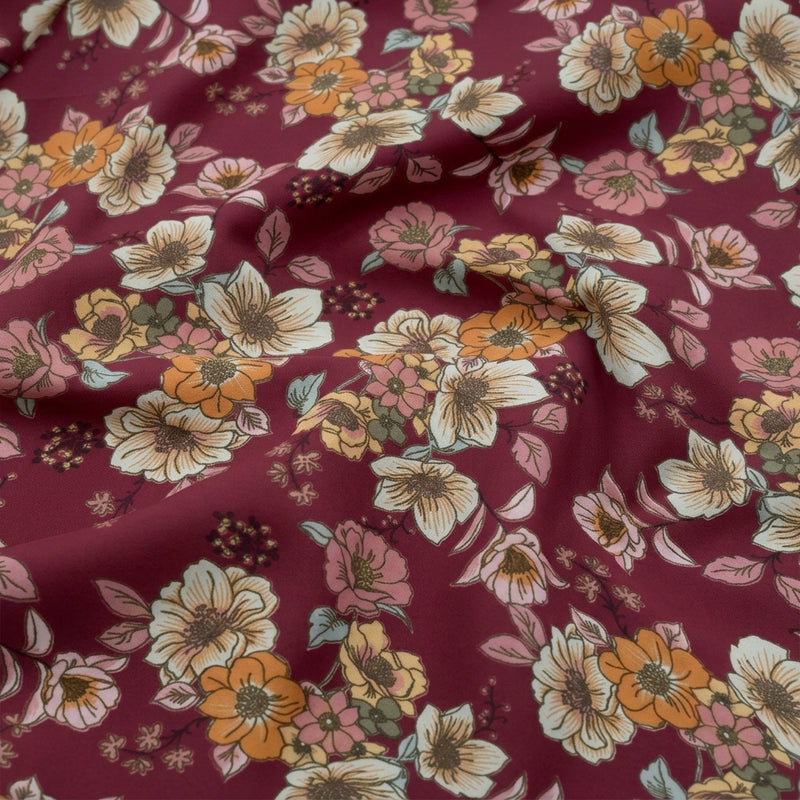 Pink Floral Crepe Fabric - EC17008 - EC17008 - Swirl