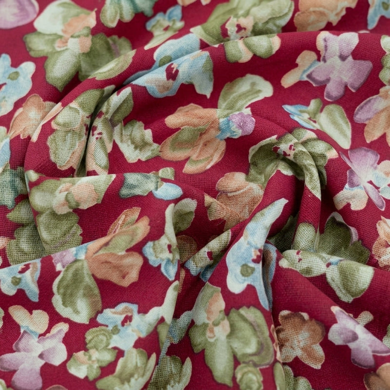 Pink Floral Crepe Fabric - EC17010 - EC17010 - Swirl