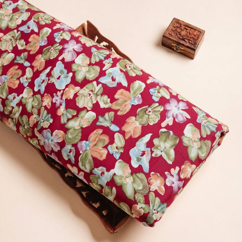 Pink Floral Crepe Fabric - EC17010 - EC17010 - Tray