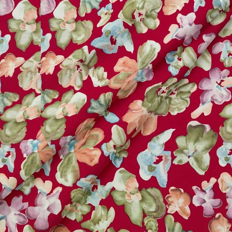 Pink Floral Crepe Fabric - EC17010 - EC17010 - Folds