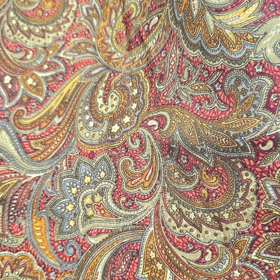 Yellow Paisley Crepe Fabric - EC17020 - EC17020 - Flat fabric