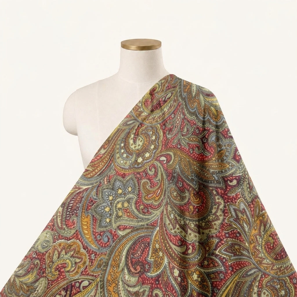 Paisley Yellow Paisley Crepe Fabric Draped as a saree