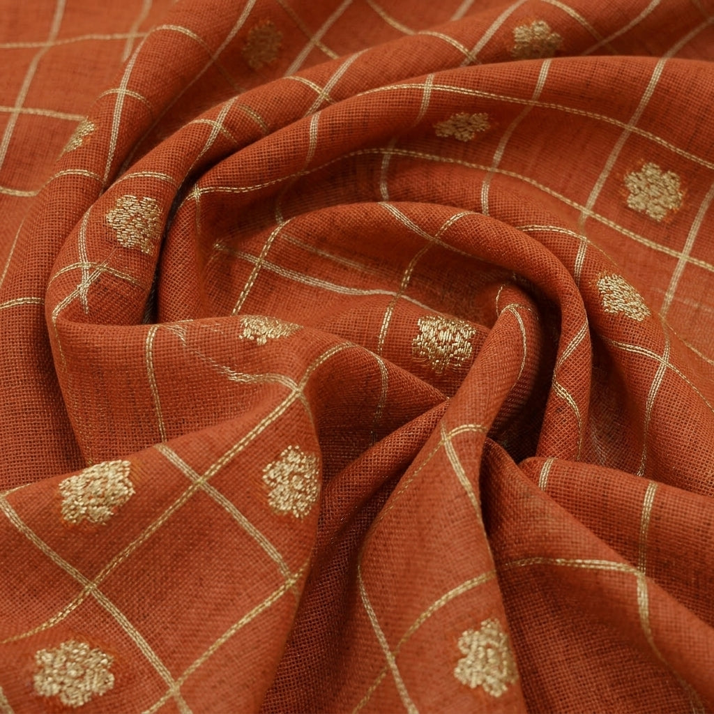 Checked Chanderi Cotton Fabric