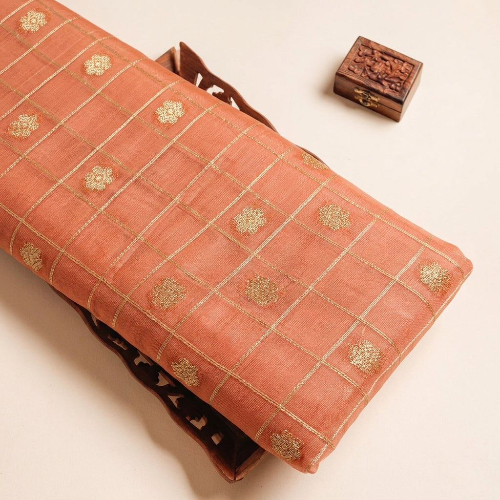 Checked Chanderi Cotton Fabric