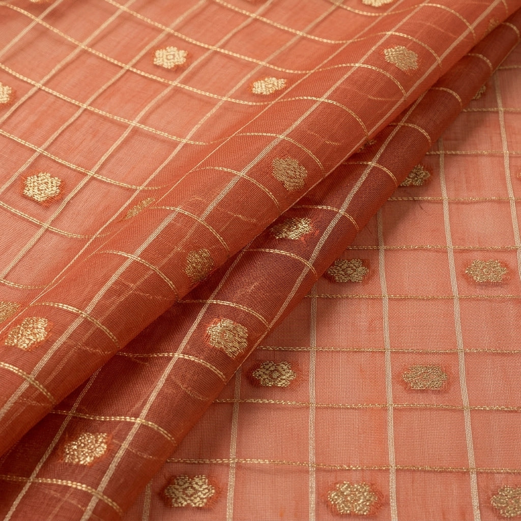 Checked Chanderi Cotton Fabric