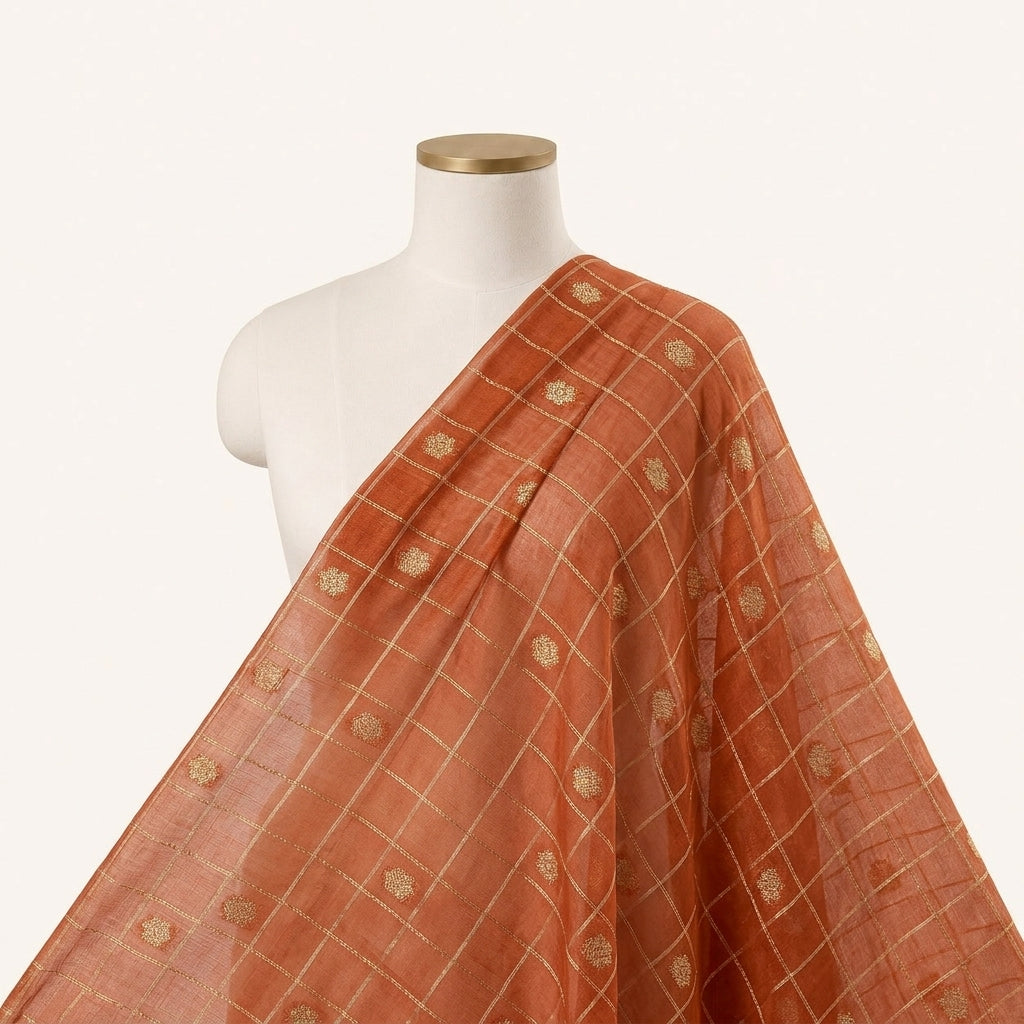 Checked Chanderi Cotton Fabric