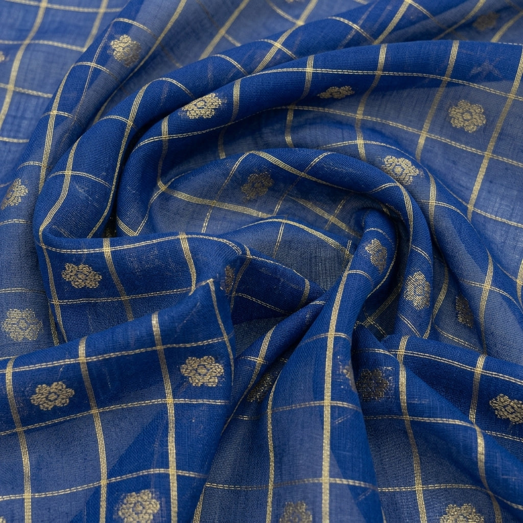 Checked Chanderi Cotton Fabric