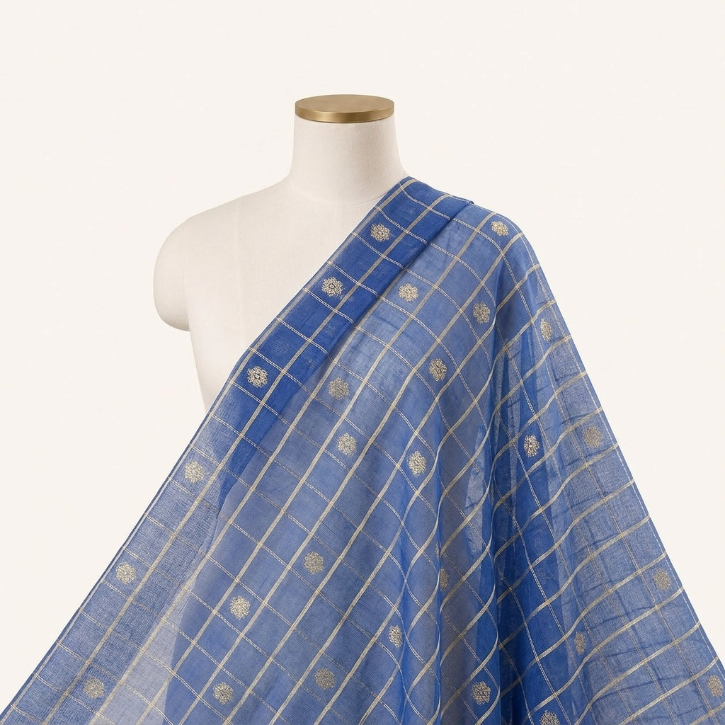 Checked Chanderi Cotton Fabric