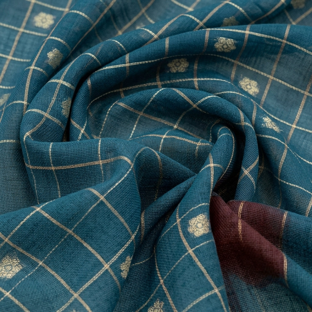 Checked Chanderi Cotton Fabric