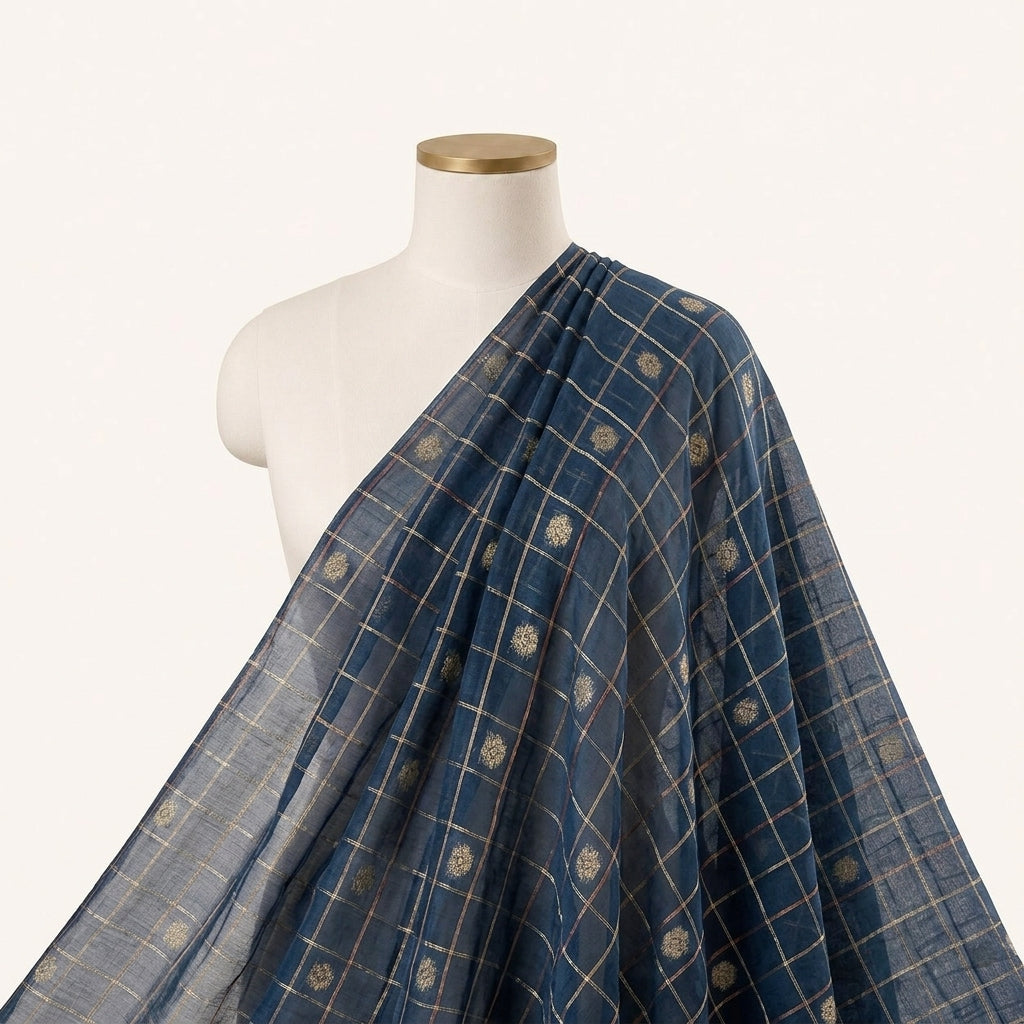 Checked Chanderi Cotton Fabric